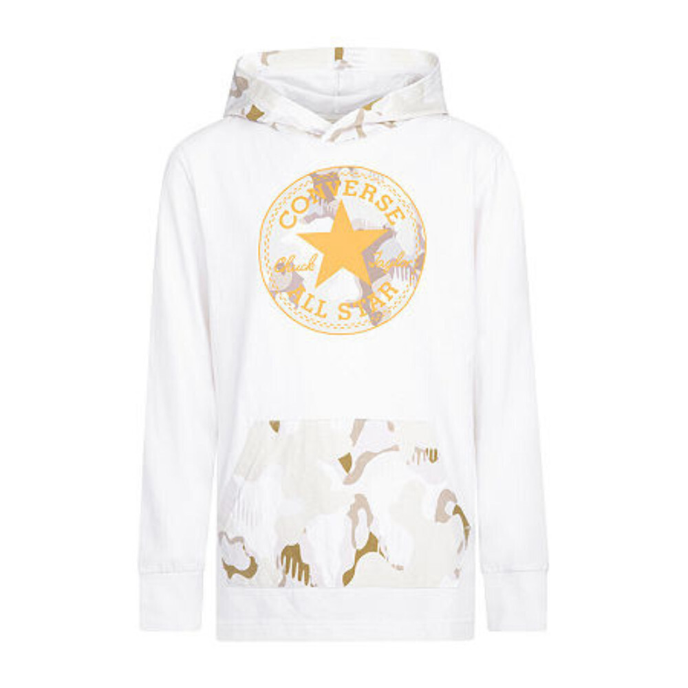 Converse Hoodie Boys White Jersey Long Sleeve Kangaroo Pocket Pullover GBO1377